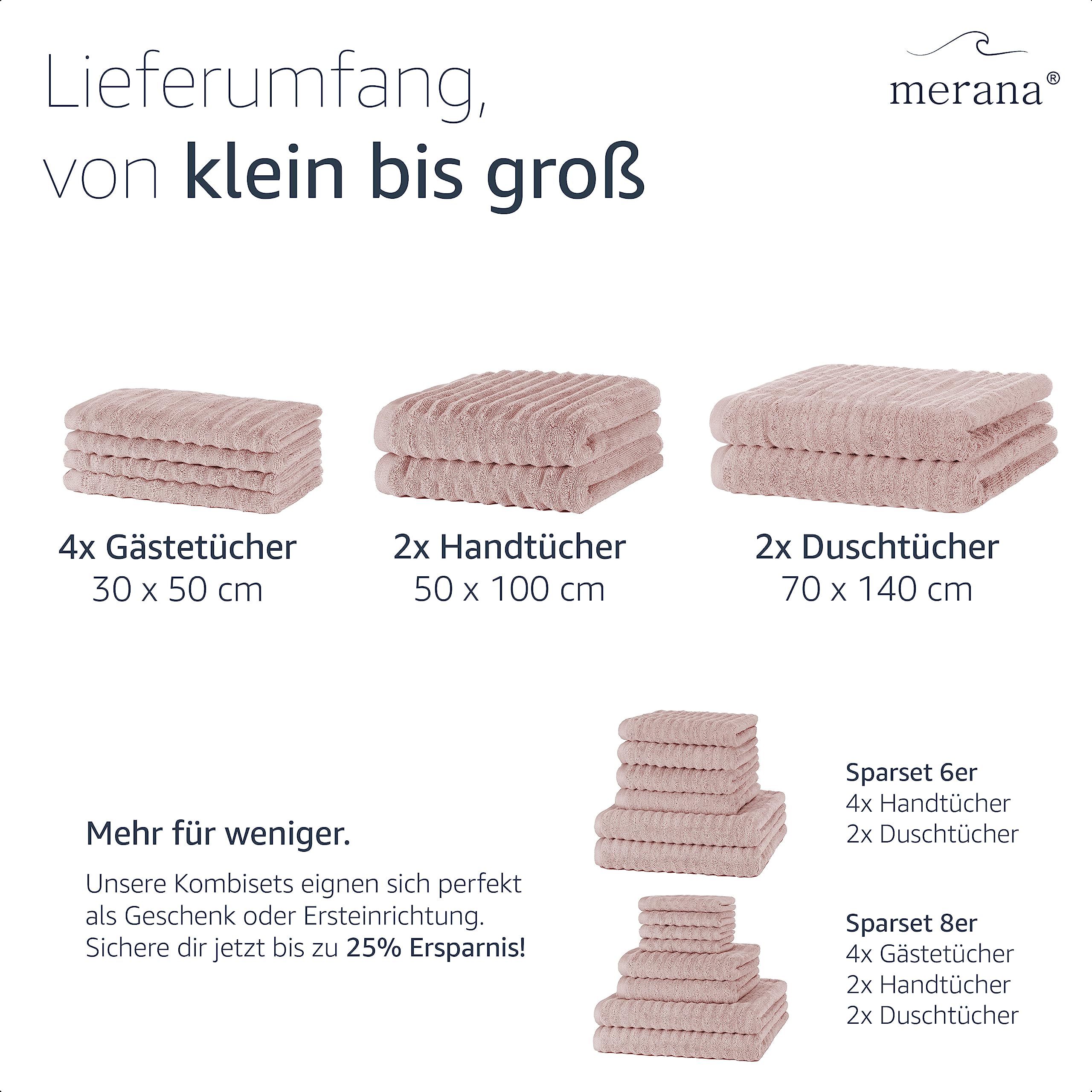 Merana Oslo Handtuch Set | schnelltrocknend, weich & fusselfrei | Frottier Luxus Qualität | 100% Baumwolle Frottee | Oeko-TEX | 590 GSM… – Ansicht 5