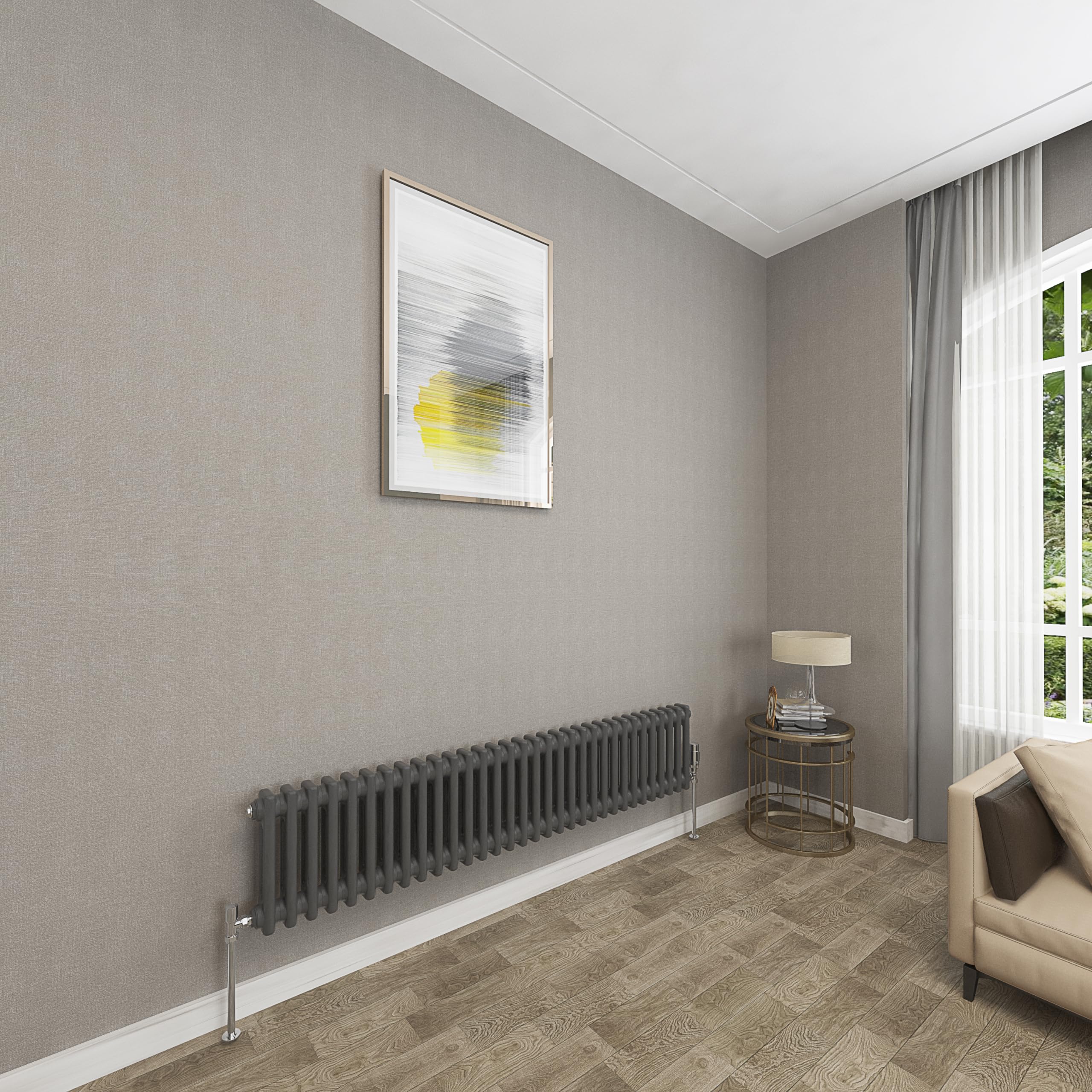 Sky Bathroom Anthracite 300X1460mm 2 Column Radiator Horizontal Cast Iron Radiato Traditional Central Heating Radiator
