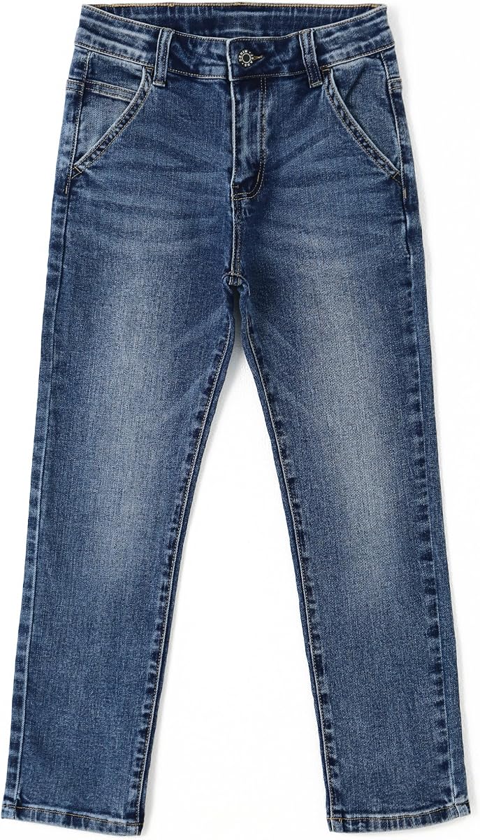 KIDSCOOL SPACE Girls Jeans,Kids Elastic Band Inside Ripped Denim Pants