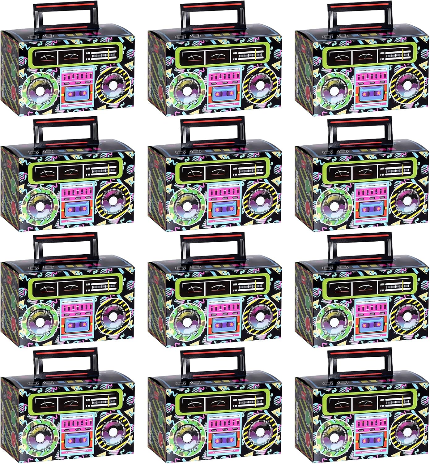 Amazon.com: 12 Pieces 80s 90s Novelty Boom Favor Boxes Boomboxes Prop ...
