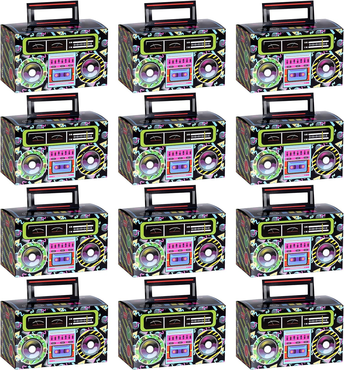 12 Pieces 80s 90s Novelty Boom Favor Boxes Boomboxes Prop Radio Decorations Table Centerpieces Decor for Retro 1980s Theme Hip Hop Party Favors