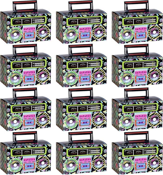 12 Pieces 80s 90s Novelty Boom Favor Boxes Boomboxes Prop