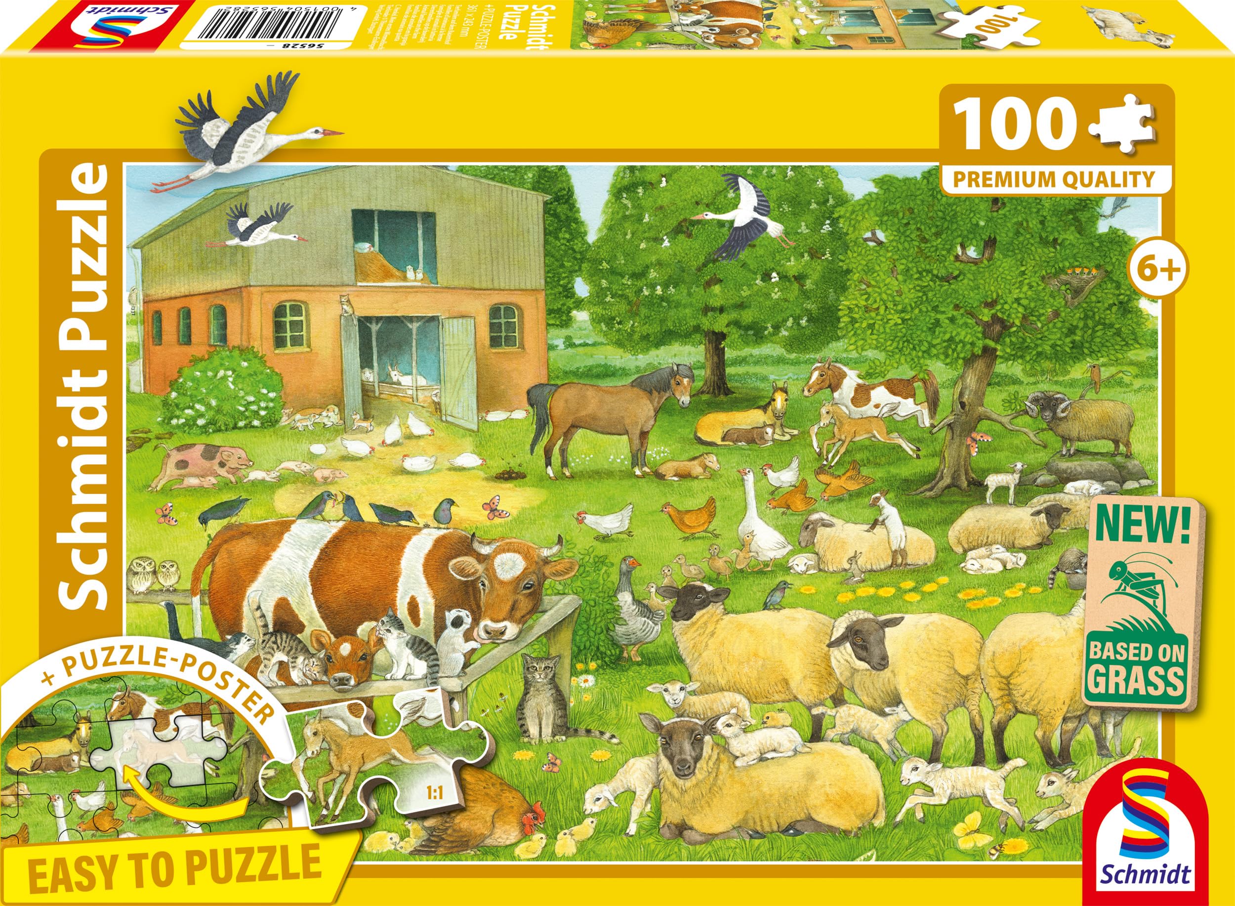 Schmidt Spiele 56528 Tierkinder auf dem Bauernhof, 100 Teile Kinderpuzzle