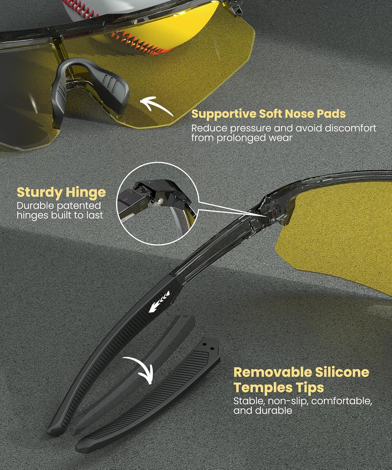 Polarized Sports Sunglasses for Men, UV400 Protection Mens Sunglasses Wrap Around Sun Glasses for Cycling Running - Image 5