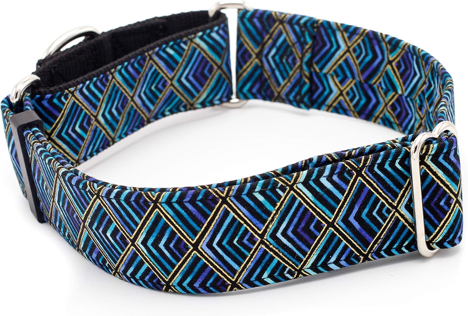 Geometric Diamonds Dog Collar 5/8" - 2" Width Buckle & Martingale (Martingale w/Buckle Collar, XL - 2" Width)