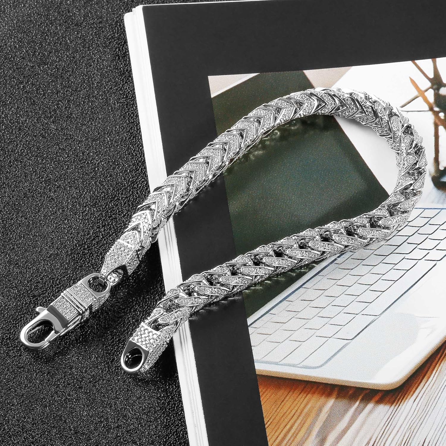 Kose Tennis Bracelet for Men Women 6MM Wide Cuban Link Bracelet 14K White Gold Hip Hop Urban Bracelet Pave Cubic Zirconia 7/7.5/8 Inch Length - Image 6