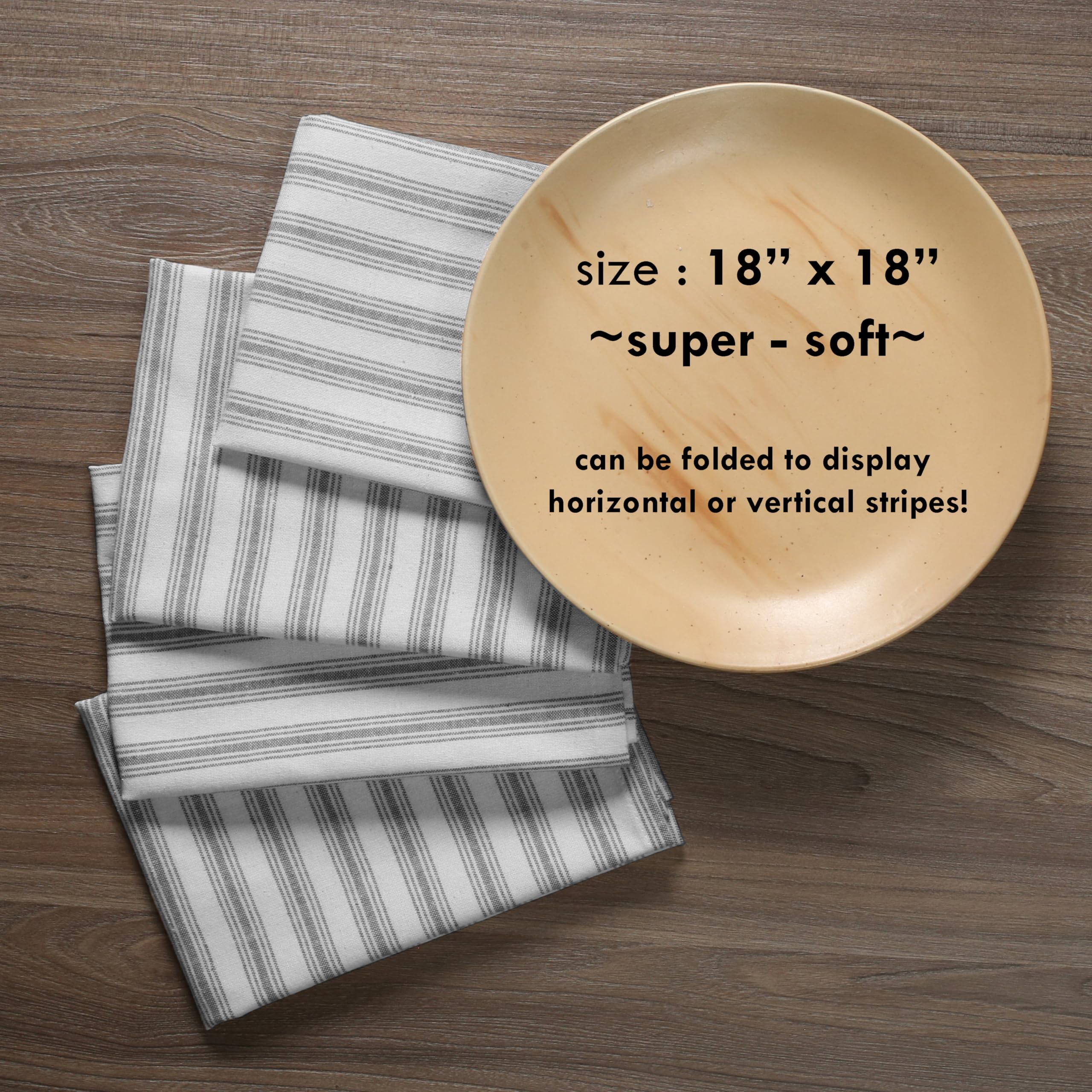 Native Fab Gray Striped Cloth Napkins - Set of 4-18