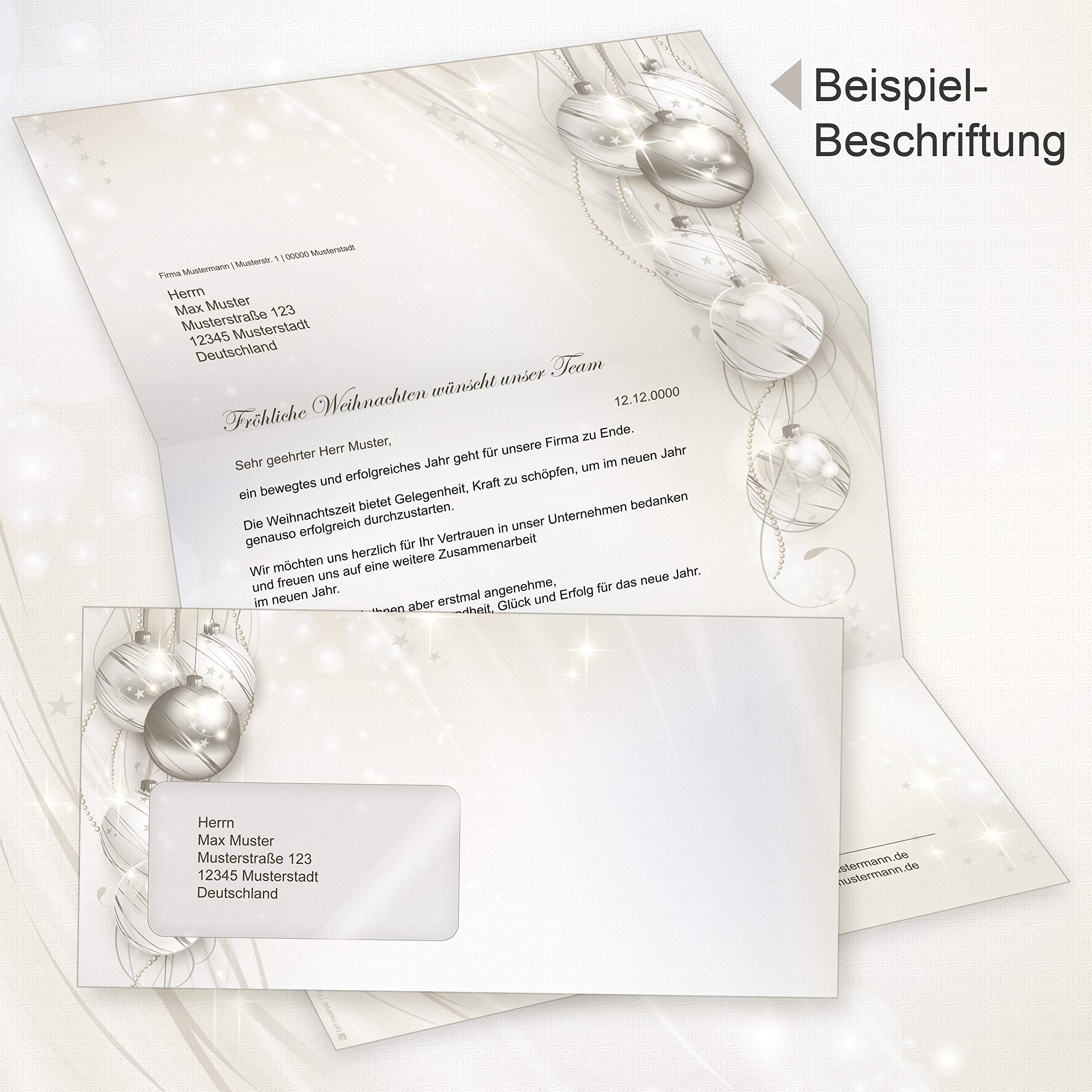 ELEGANCE 250 Sets Weihnachtsbriefpapier mit Fensterumschlag Briefpapier Weihnachten mit Umschlag mit Fenster