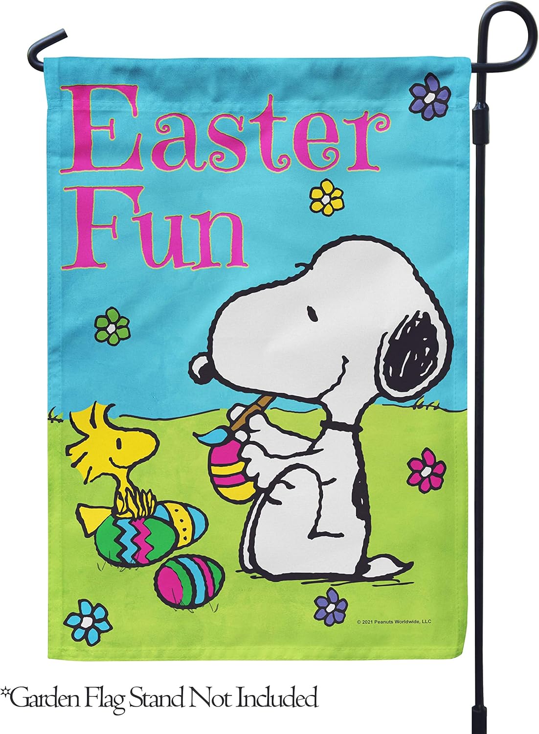 Flagology, PEANUTS Snoopy Painting Eggs – Garden Flag 12" x 18", Officially Licensed PEANUTS®, Easter