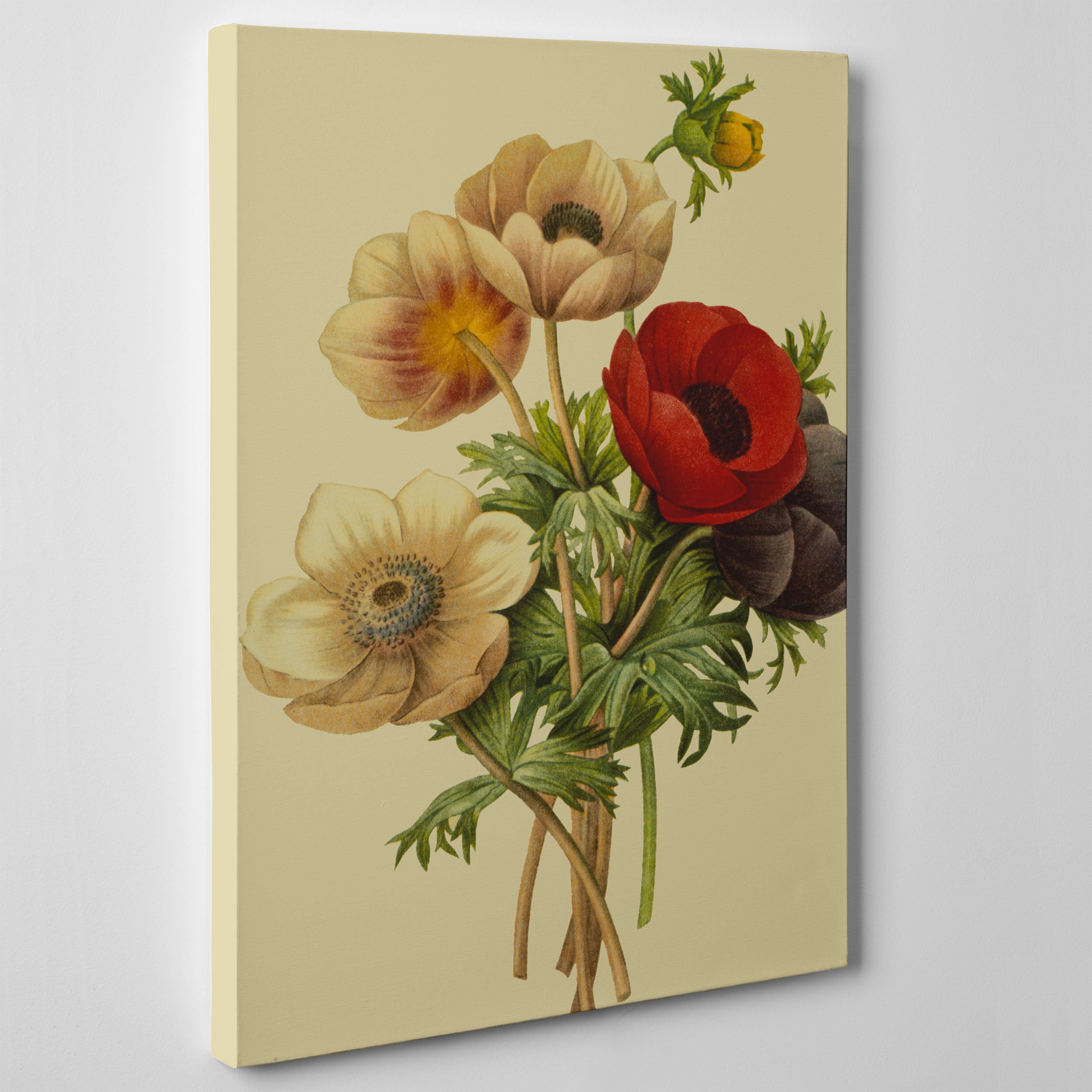Cuadro sobre lienzo Canvas – ConKrea – Listo para colgar – Dibujo Vintage – Ramo de flores – Flowers
