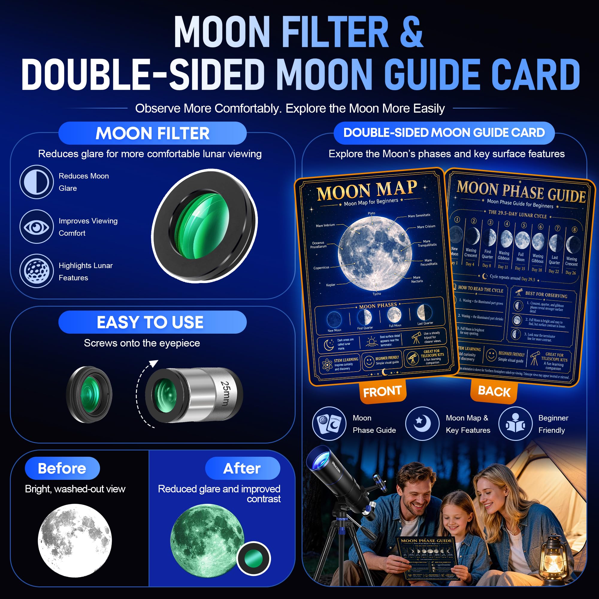 MEEZAA Télescope Astronomique pour Adultes, Enfants et Débutants, 90 mm Ouverture 600 mm Réfracteur Télescopes avec Trépied, Adaptateur Smartphone, Filtre Lunaire, Sac de Transport et Guide Lunaire