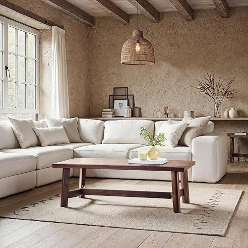 Walker Edison Colt Modern Farmhouse Solid Wood Rectangular Coffee Table, 48 Inch, Espresso