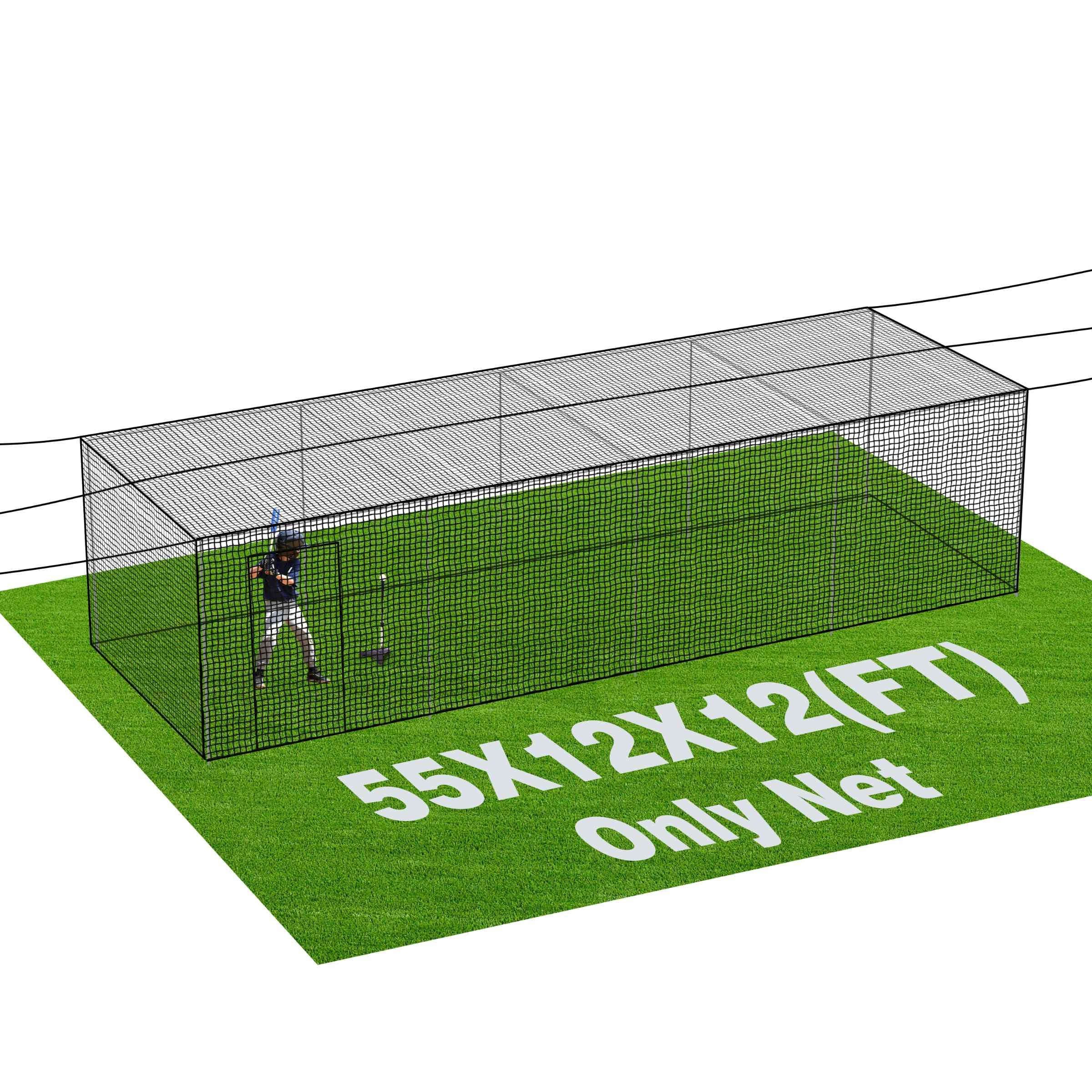 Baseball Batting Cage Nets, 35'L/55'L/70'L Baseball and Softball Cage Netting, Enclosed HDPE #42 Netting Batting Cages for Backyard and Indoor (NET ONLY)