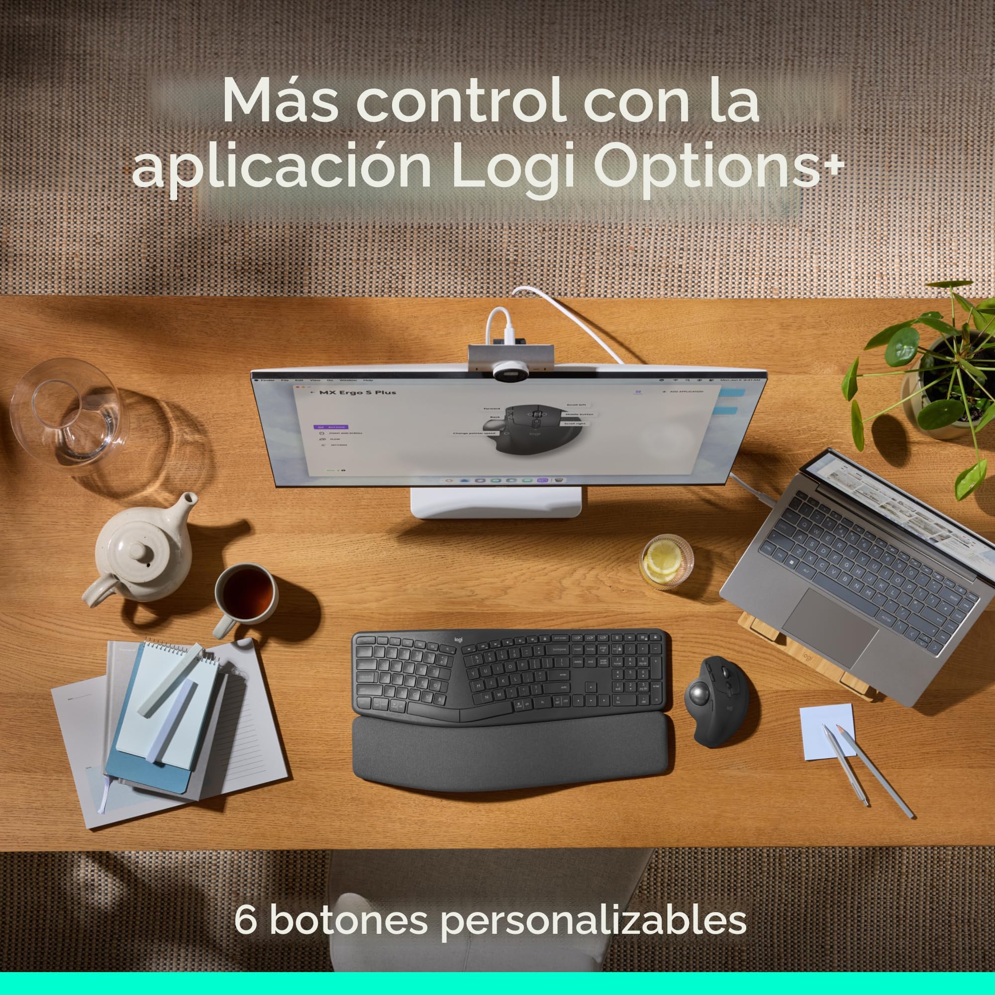 Amazon.com: Logitech MX Ergo S Mouse de trackball inalámbrico