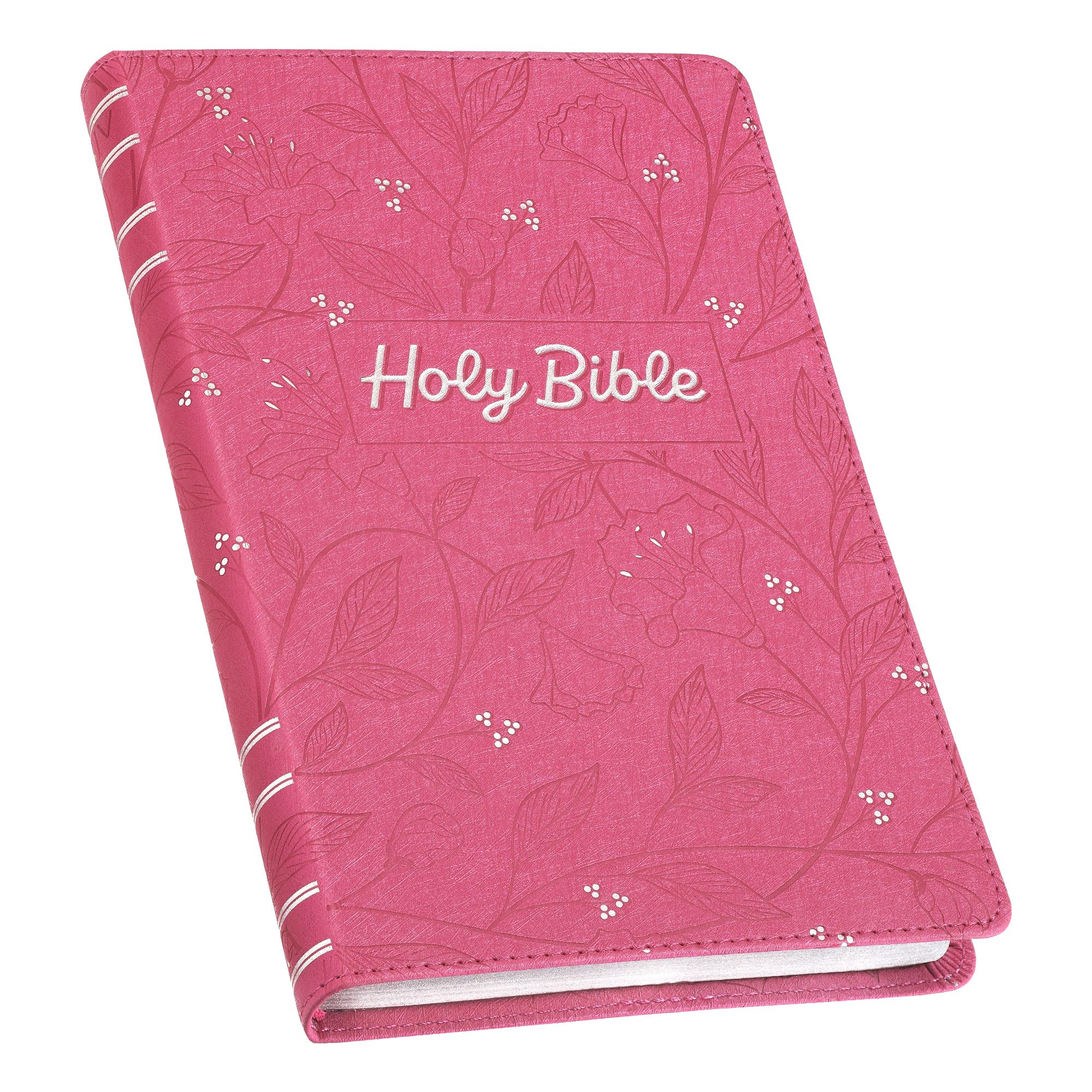 KJV Holy Bible, Gift Edition King James Version, Faux Leather Flexible Cover, Pink Floral Vine