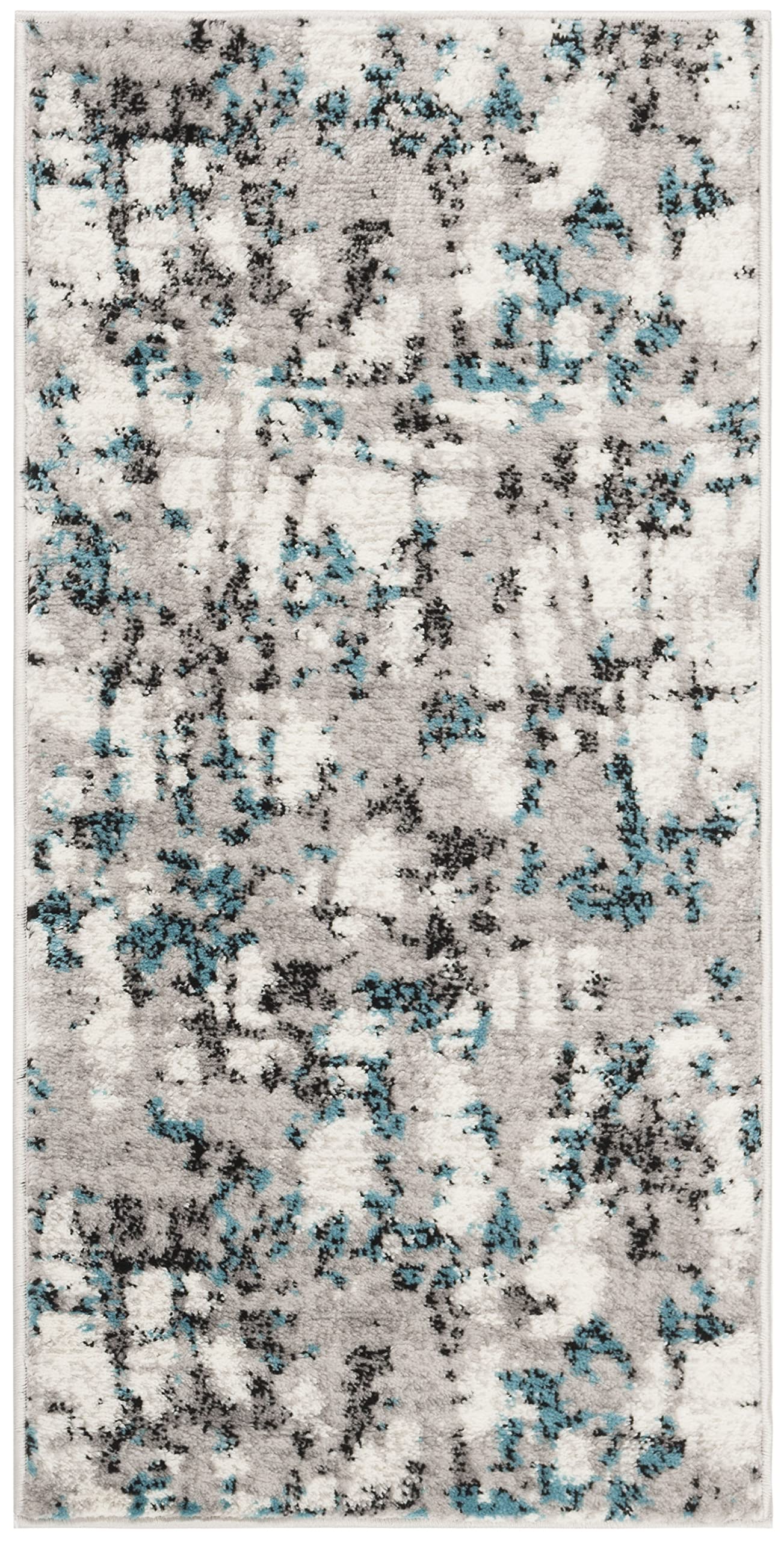 SAFAVIEH Skyler Collection 2' x 4' Grey/Blue SKY193B Modern Abstract Non-Shedding Living Room Bedroom Accent Rug