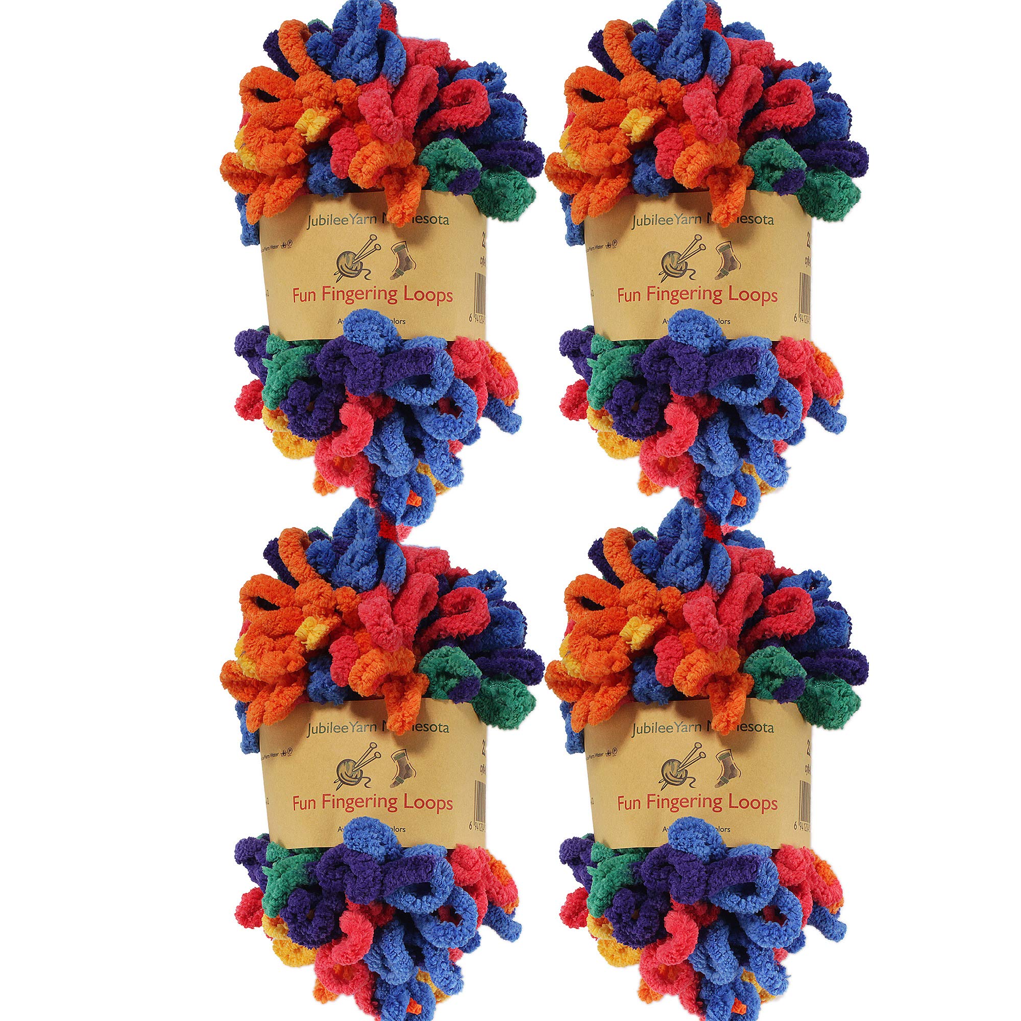 BambooMN Finger Knitting Yarn - Fun Finger Loops Yarn - 100% Polyester 4 Skeins multicolored 6941204025038a