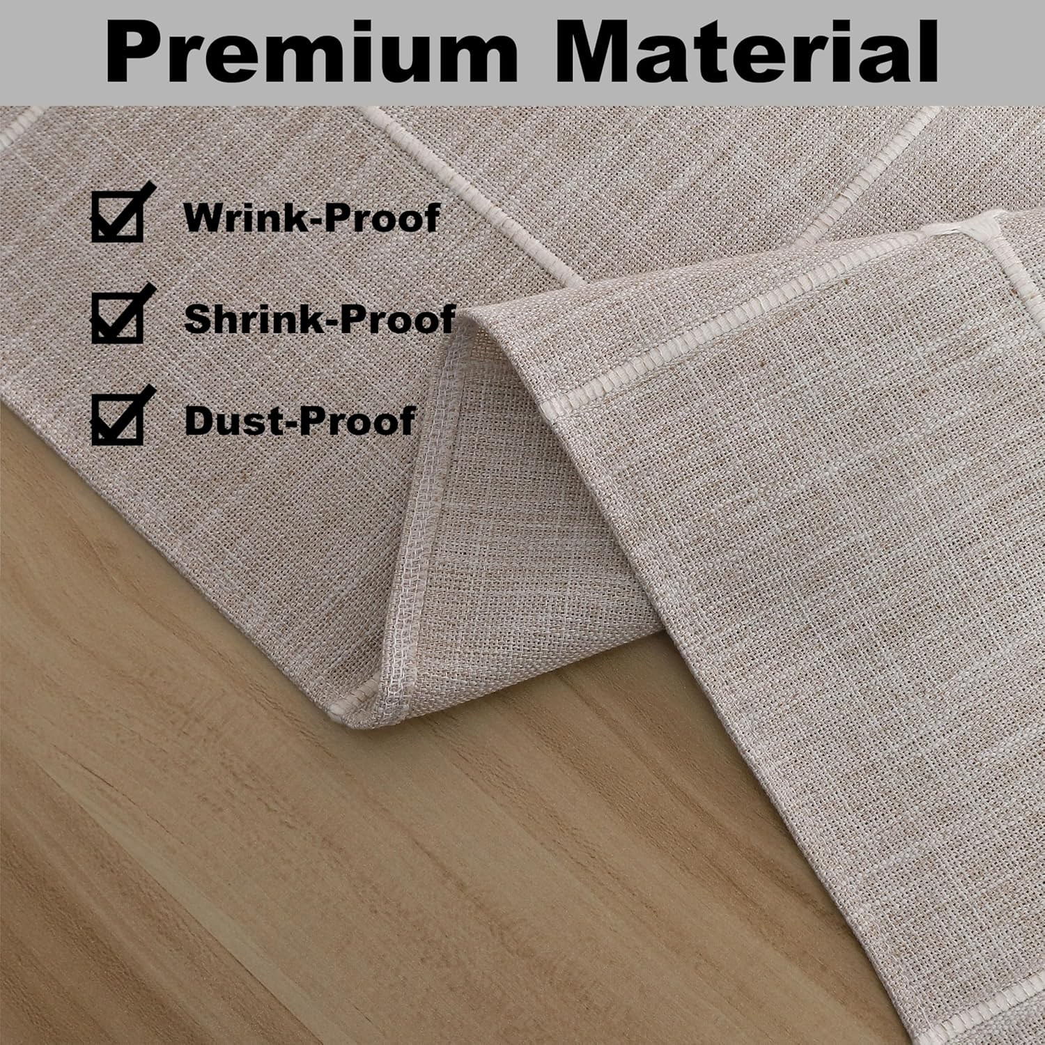 Gernaice Plaid 90 Inch Large Round Tablecloth, Farmhouse Embroidered Fabric Checkered Table Cloth, Dust Proof Wrinkle Free Washable Table Cover for Party Kitchen Dining Picnic, Brown