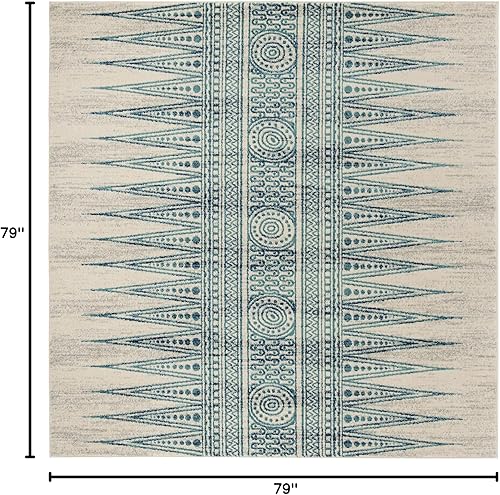 Miniatura 2 de Safavieh Evoke Collection EVK226 - Tapete bohemio, diseño vintage., Polipropileno, MarfilTurquesa