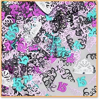 Beistle Mis Quince 15th Birthday Themed Cutout Plastic Confetti, 1 Pack, Multicolored