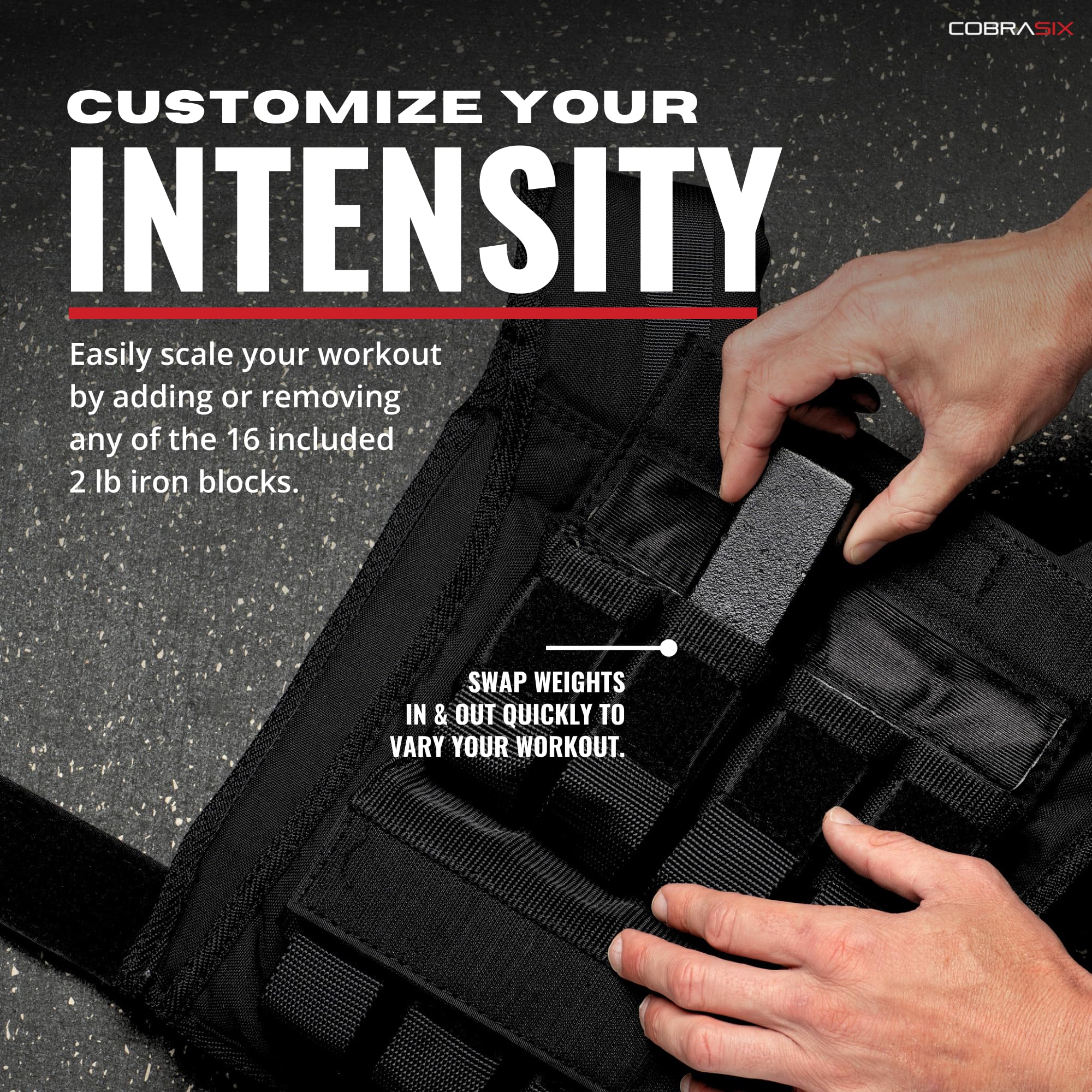 COBRASIX Weighted Vest for Men and Women 35lbs | Adjustable Weighted Workout With Removable Iron Weights | Heavy Duty Rucking Vest For Functional Training & Calisthenics [Black]