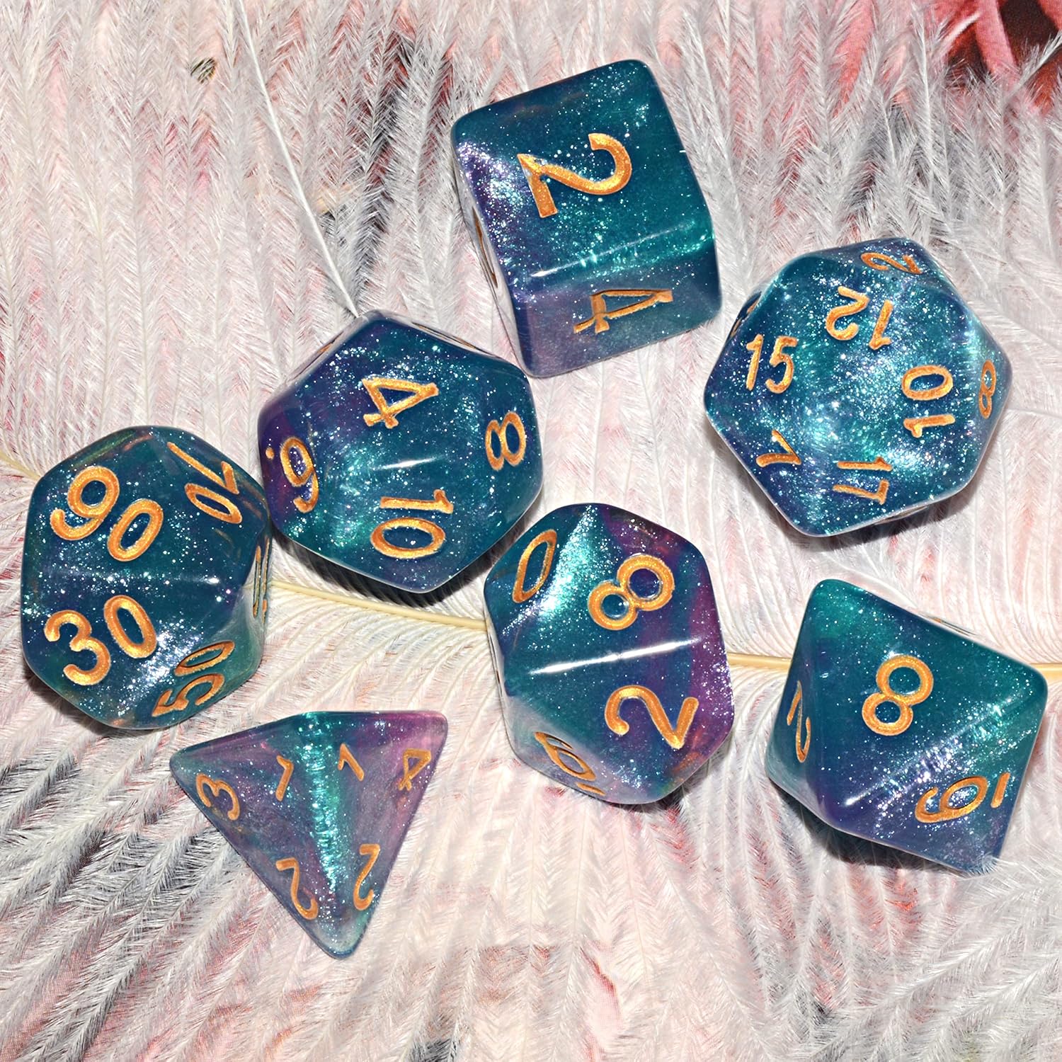 Galaxy Dice Set| Green Purple DND Dice Set for Board Game