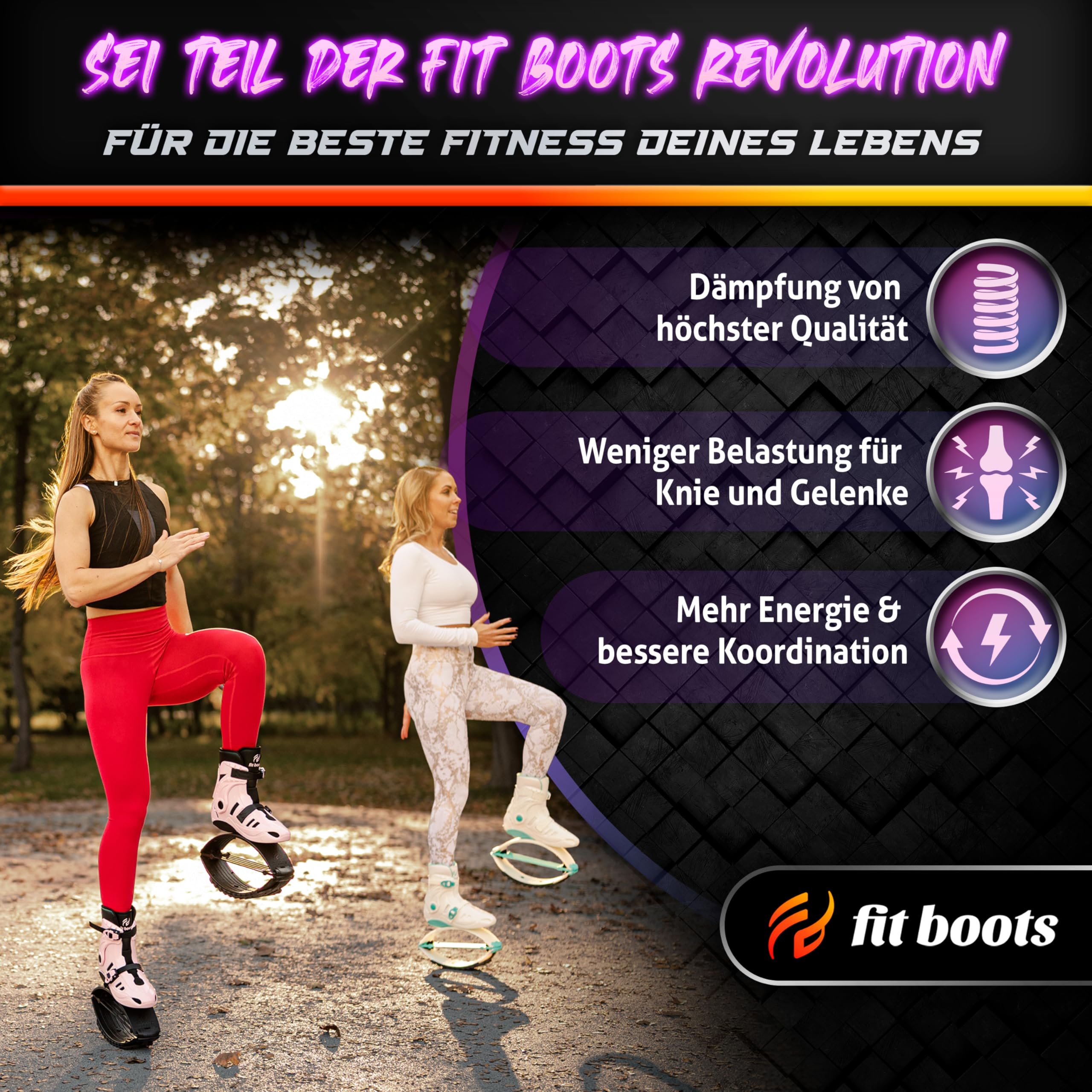FIT BOOTS Jumping - Neue Generation von Jumping Schuhe Fitness, Originale Sprungschuhe Jumper und Moon Shoes der Internationalen FitBoots Community, die Dein Workout Revolutionieren - (Rosa)