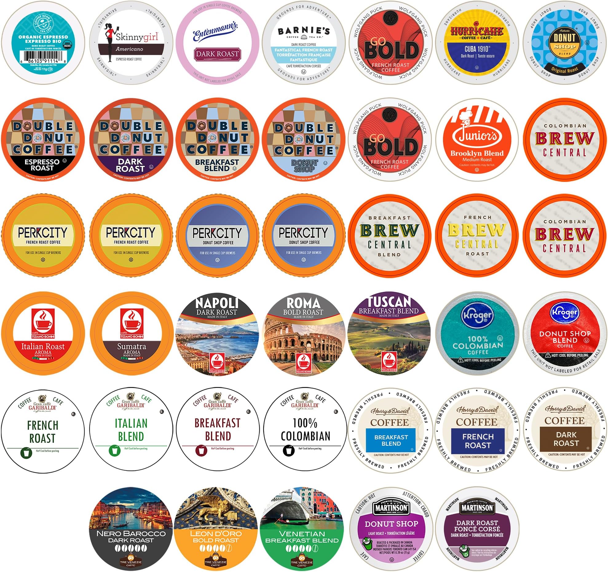 Crazy Cups Single Serve & K Cups Variety Pack, Including Unflavored Dark Roast & Medium Roast Pods, Pods Variety Pack for Keurig K Cups Machines, 40 Count