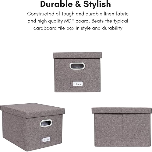 Miniatura 5 de Internet's Best - Organizador de archivos, plegable, de lino decorativo, para archivar y almacenar, para oficina - para cartas y legales