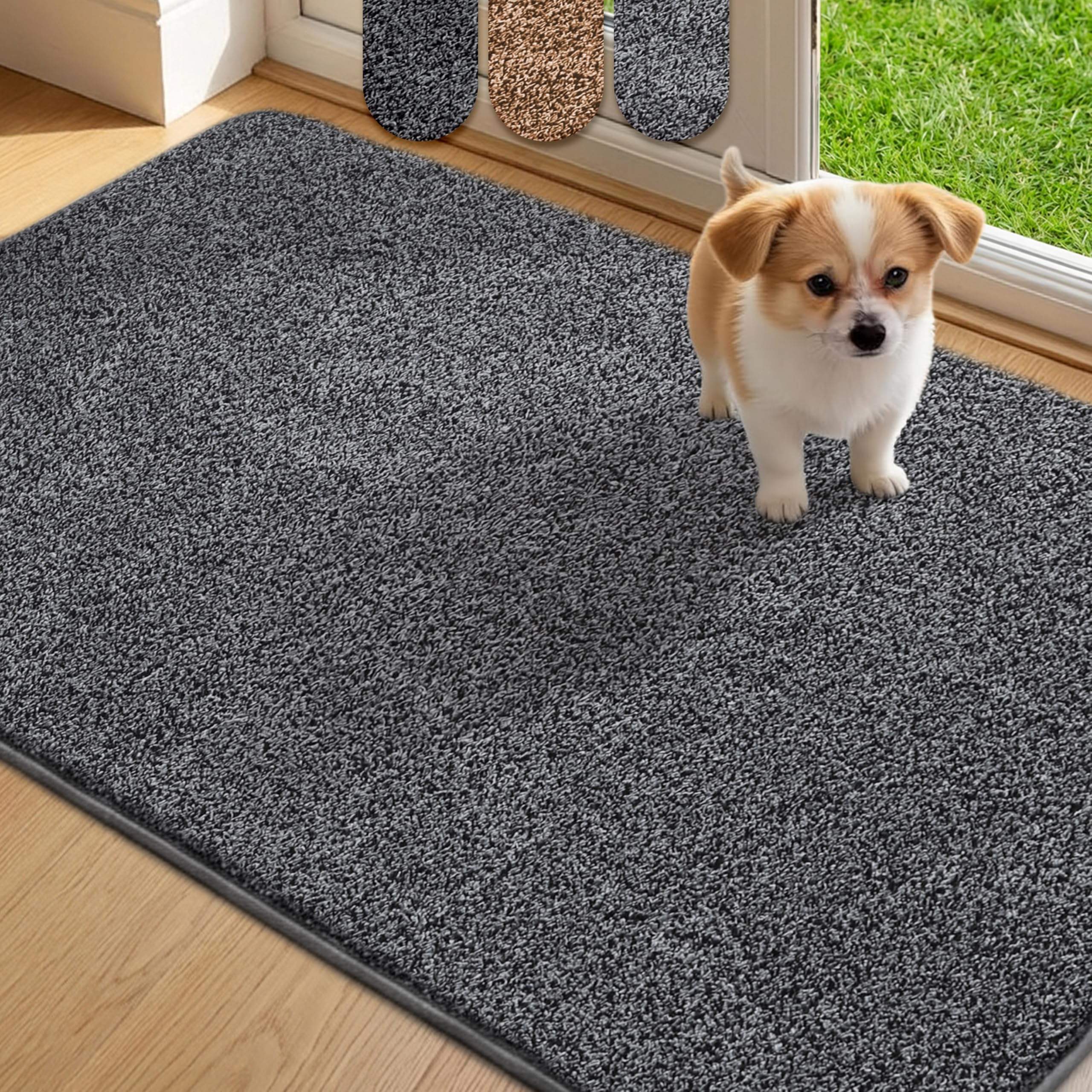 Mibao SoftStep Luxus Schmutzfangmatte 80 x 120 cm – Waschmaschinenfeste Fußmatte für Innen, rutschfest & Saugstark – Geeignet für Haustür und Flur – Grau