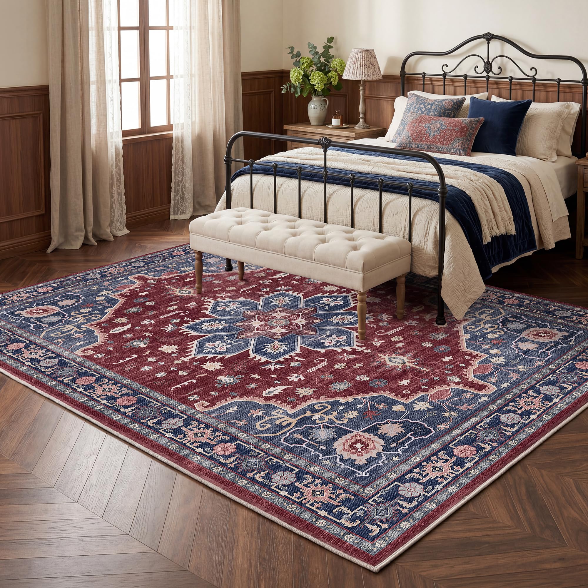 Tapis chambre lavable et antidérapant style oriental