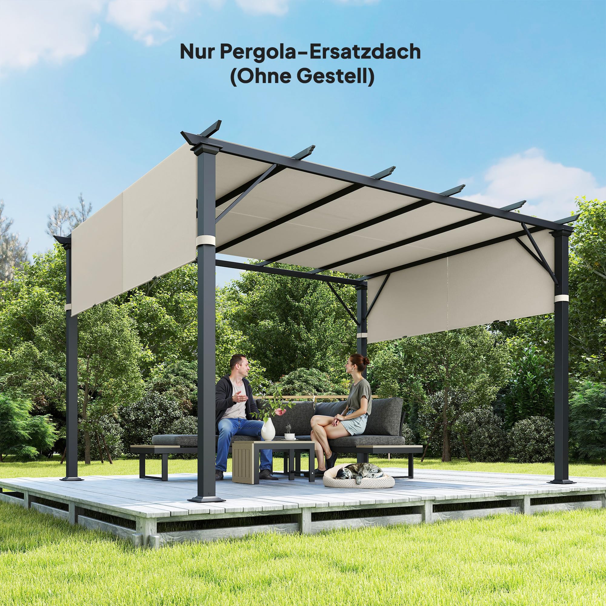 Outsunny Ersatzdach für Pergola 488 x 122 cm mit UV-Schutz, Sonnensegel für Terrassenüberdachung, Ersatz-Dachplane für 3 x 3 m Pavillon