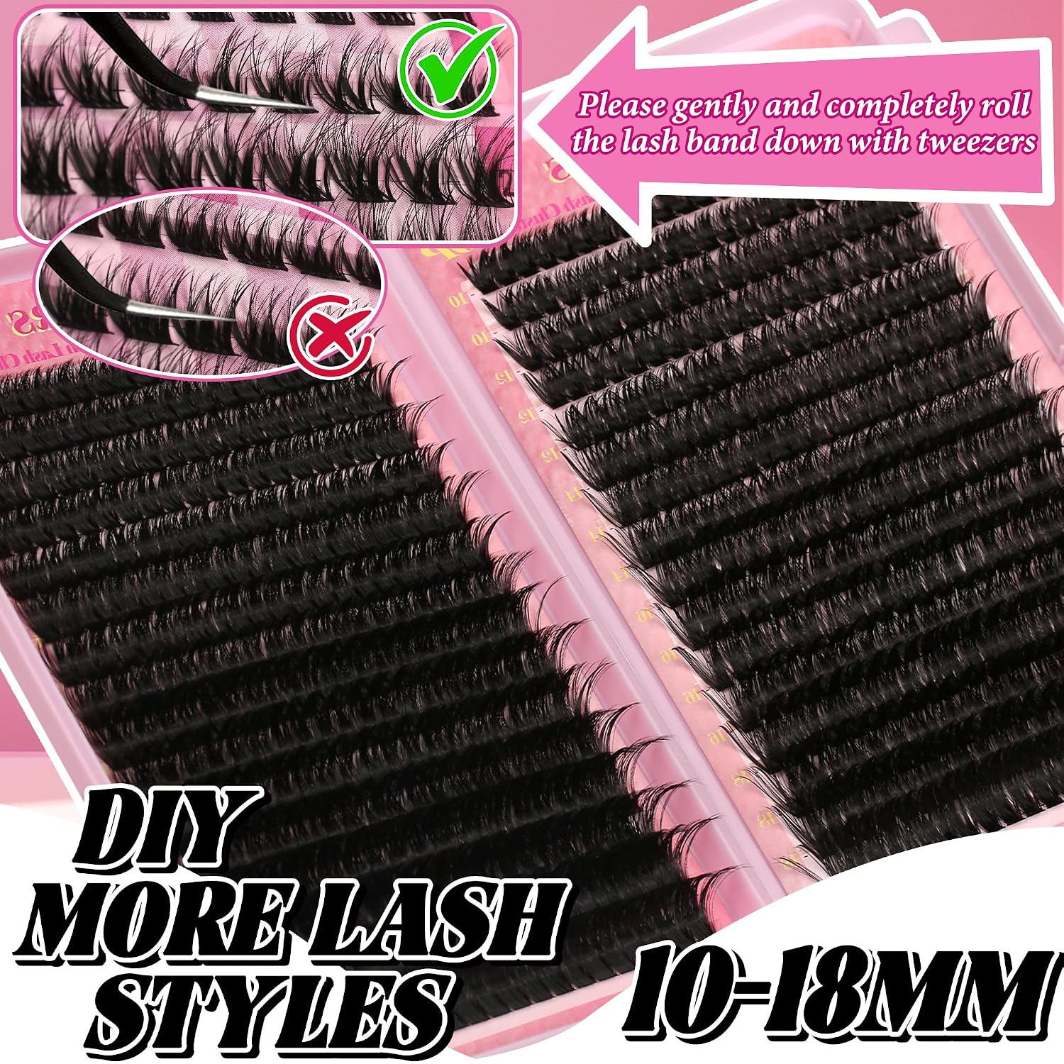 Lash Extension Kit Lash Clusters Kit 640Pcs Volume Eyelash Clusters C Curl Lashes Clusters DIY Cluster Eyelash Extensions With Lash Bond and Seal Lash Tweezers