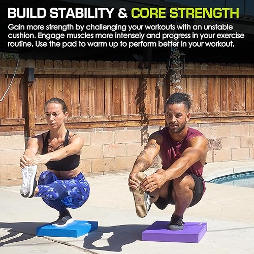 Miniatura 26 de ProsourceFit Cojín para ejercicios de equilibrio Tapete acojinado de espuma antideslizante y para apoyar las rodillas en entrenamientos de Negro