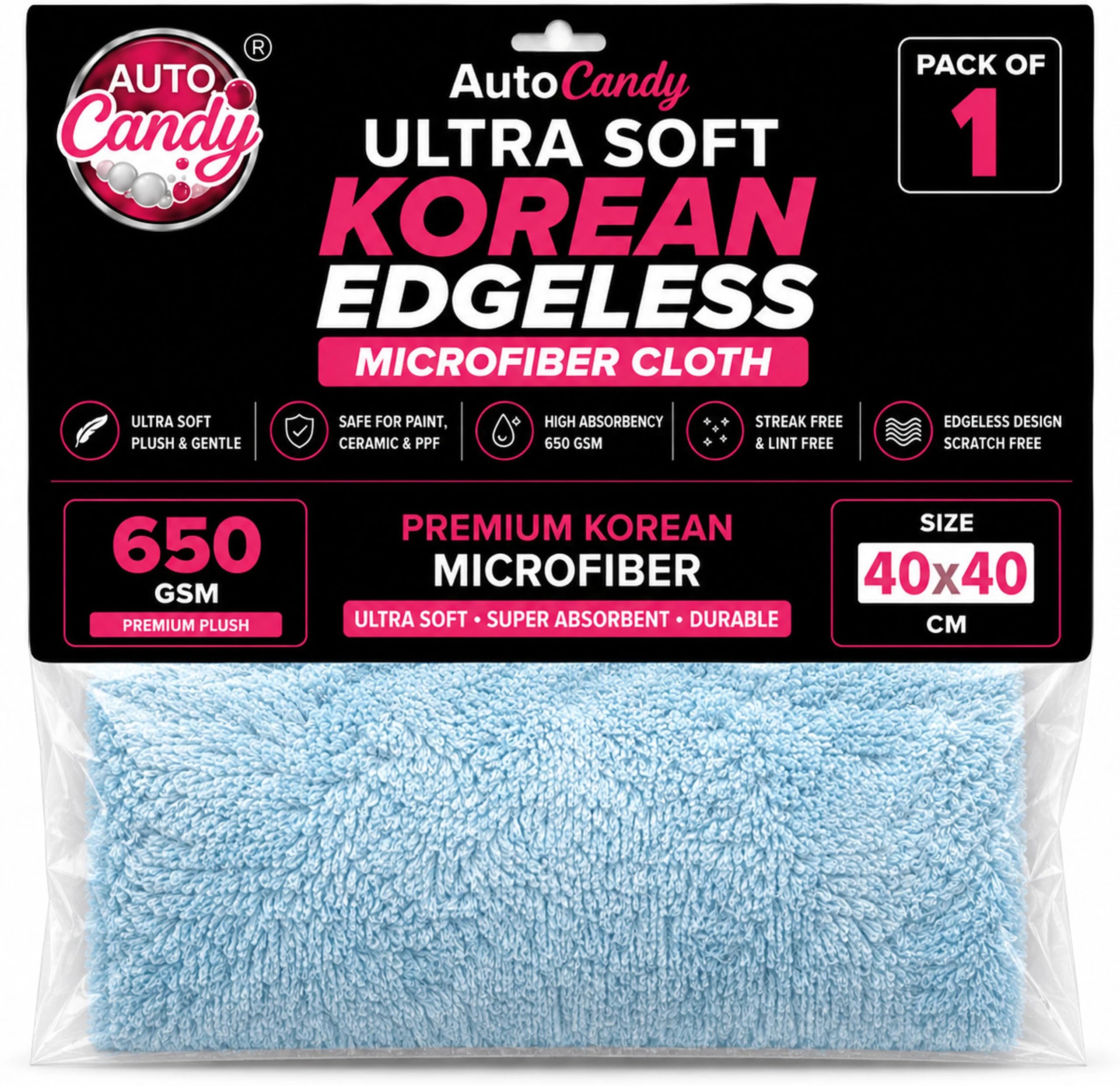Ultrasoft 650 GSM Korean Edgeless Microfiber Towel | Lint-Free, Scratch-Free | Premium Car & Bike Cloth | Safe for Ceramic Coating & PPF (40x40 Pack of 1, 40x 40 cm, 1, Count, 1)-image-26