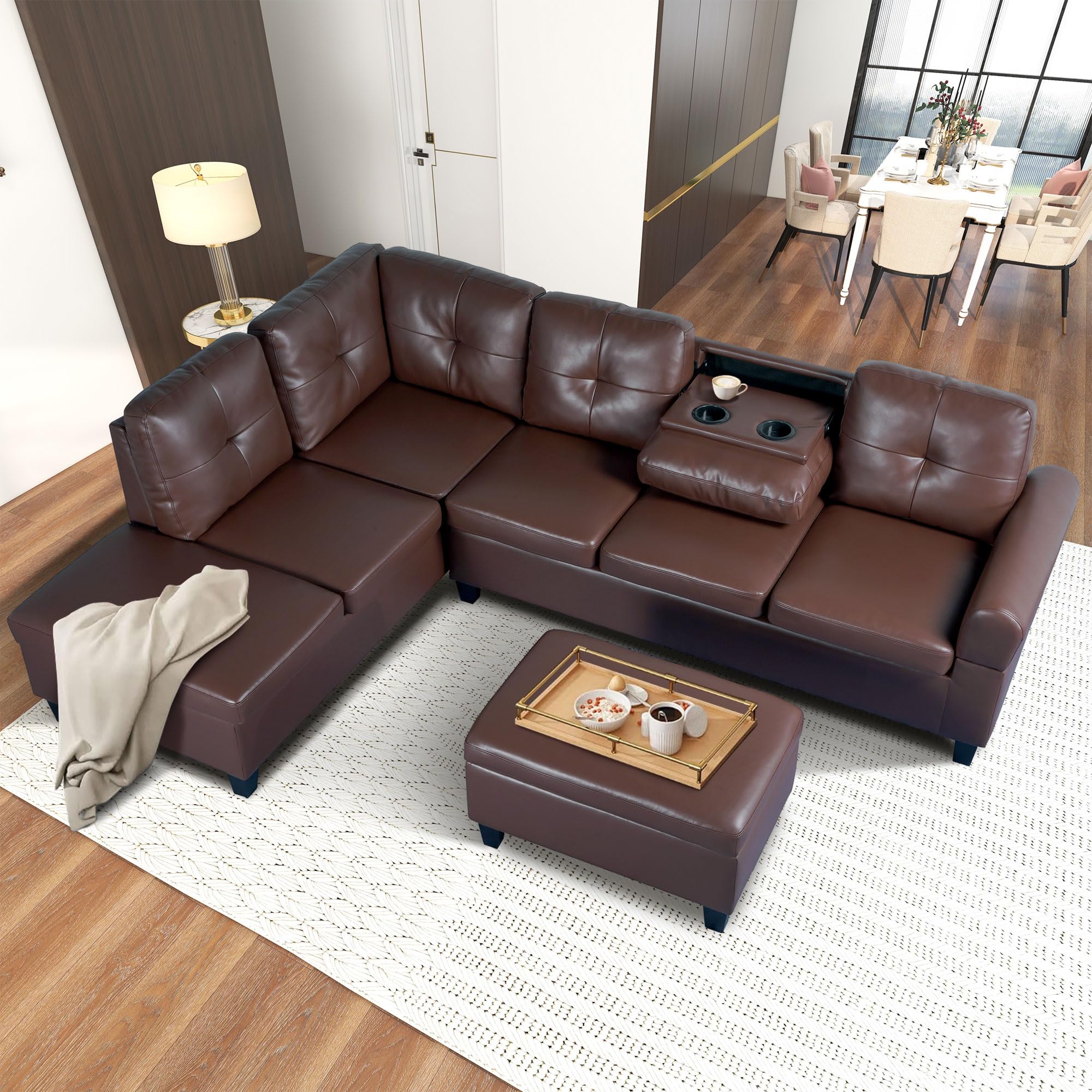 Modern Set Living Room Furniture, Reversible Sectional Sofa with