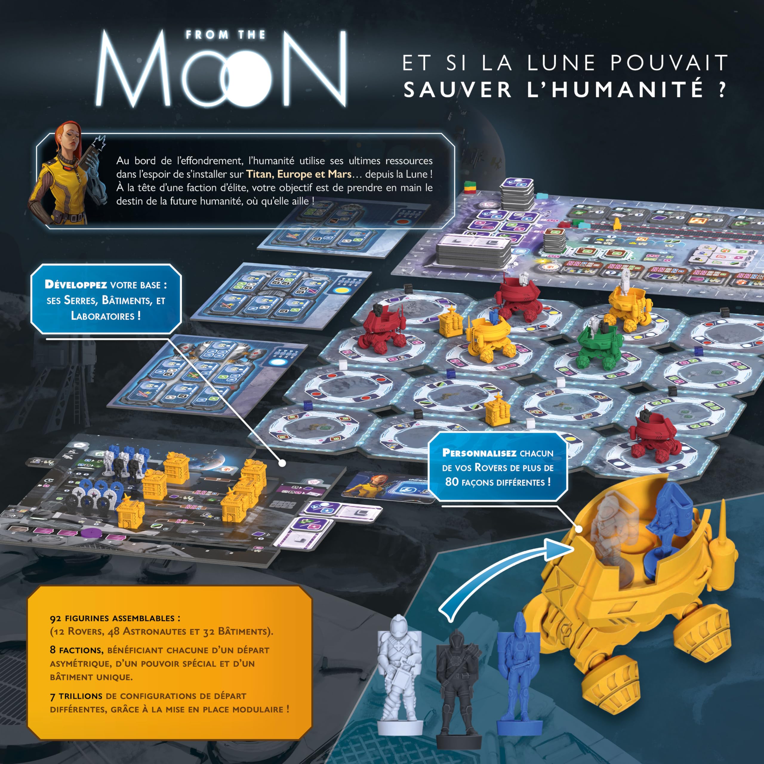 from The Moon – Gesellschaftsspiel – Strategiespiel – 14 Jahre und älter – 1 bis 4 Spieler – Taktisches und Denkspiel – Die Spielbox Blackrock Games