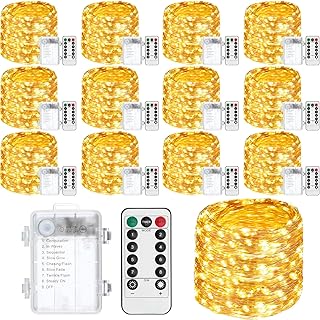 VIHOSE 12 Pack 396FT 1200 LED Fairy Lights Battery Operated with Remote,...