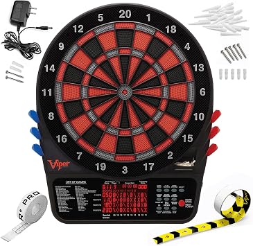 Viper 800 Electronic Dartboard, 15.5 in Regulation Target, 57 Games, 16 Players, 6 Darts Included, Black
