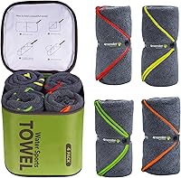 4Monster 4-Pack Microfiber Quick-Dry Camping Towels - Super Absorbent, Lightweight Travel Towels with Waterproof Bag for Family Beach, Gym, Pool