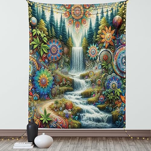 Miniatura 268 de Ambesonne Tapiz gótico, patio con hiedra encantada en la puerta antigua al bosque, colgante de pared ancho para dormitorio, sala de estar, 2-Verde