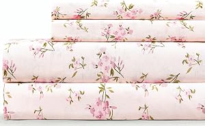 EnvioHome Queen Bed Sheets Cotton 4 PCs, Soft Long Staple 100% Cotton Sheets Queen Fade Resistant, Breathable & Cooling Sheets, Deep Pocket Snug Fit Elastic Floral Bed Sheets Queen, Sweet Ditsy Floral