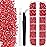 One Pack 2000 Pcs of Flatback Round Red Rhinestones 6 Sizes (1.5-6 mm) with Nail Art Rhinestone Picker Pencil and Tweezers for DIY and Salon Use