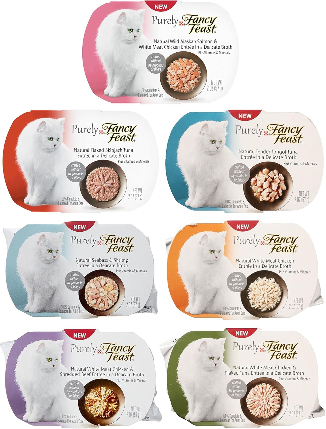 Purely Fancy Feast Variety Pack, 7 Flavors, 2-Ounces Each (14 pack) by ...