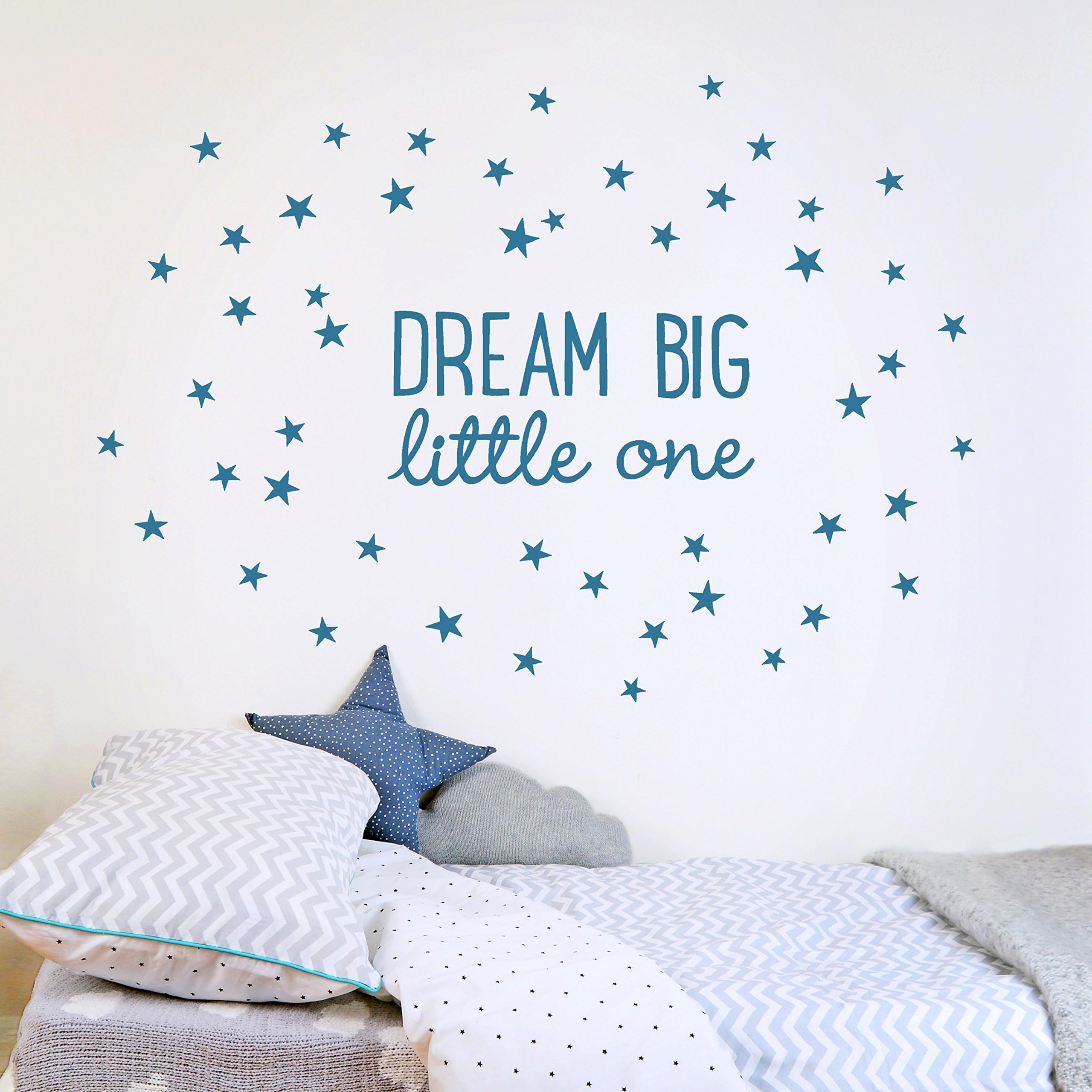 Koko Kids Dream Big Little One Fabric Wall Decal ~ for Baby Nursery and Children's Rooms. Made of Fabric, not Vinyl, Free from BPA & Phthalates. (Small, Midnight Blue)