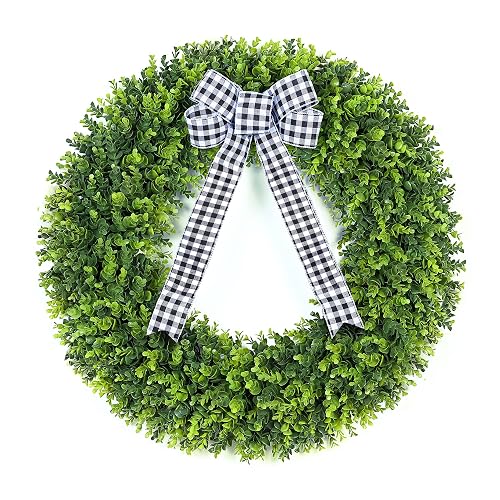 Vlorart 32" Faux Round Boxwood Wreath, Artificial Large Boxwood Wreath