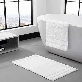Bath Rugs, Luxury Bathroom Decor, Soft & Absorbent Cotton Bath Mat (Eden White, 2 Piece)