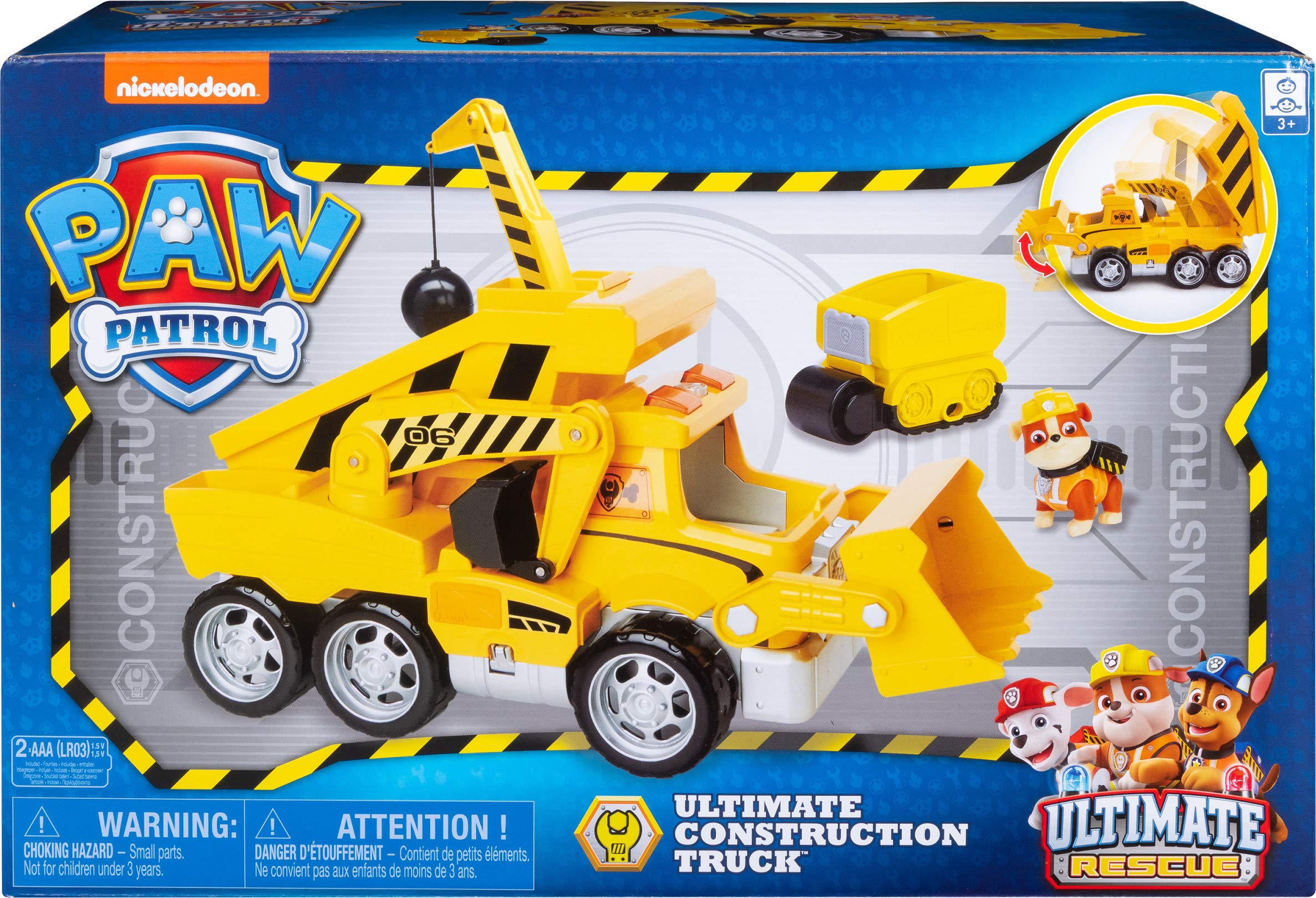 paw patrol ultimate rescue construction truck with lights