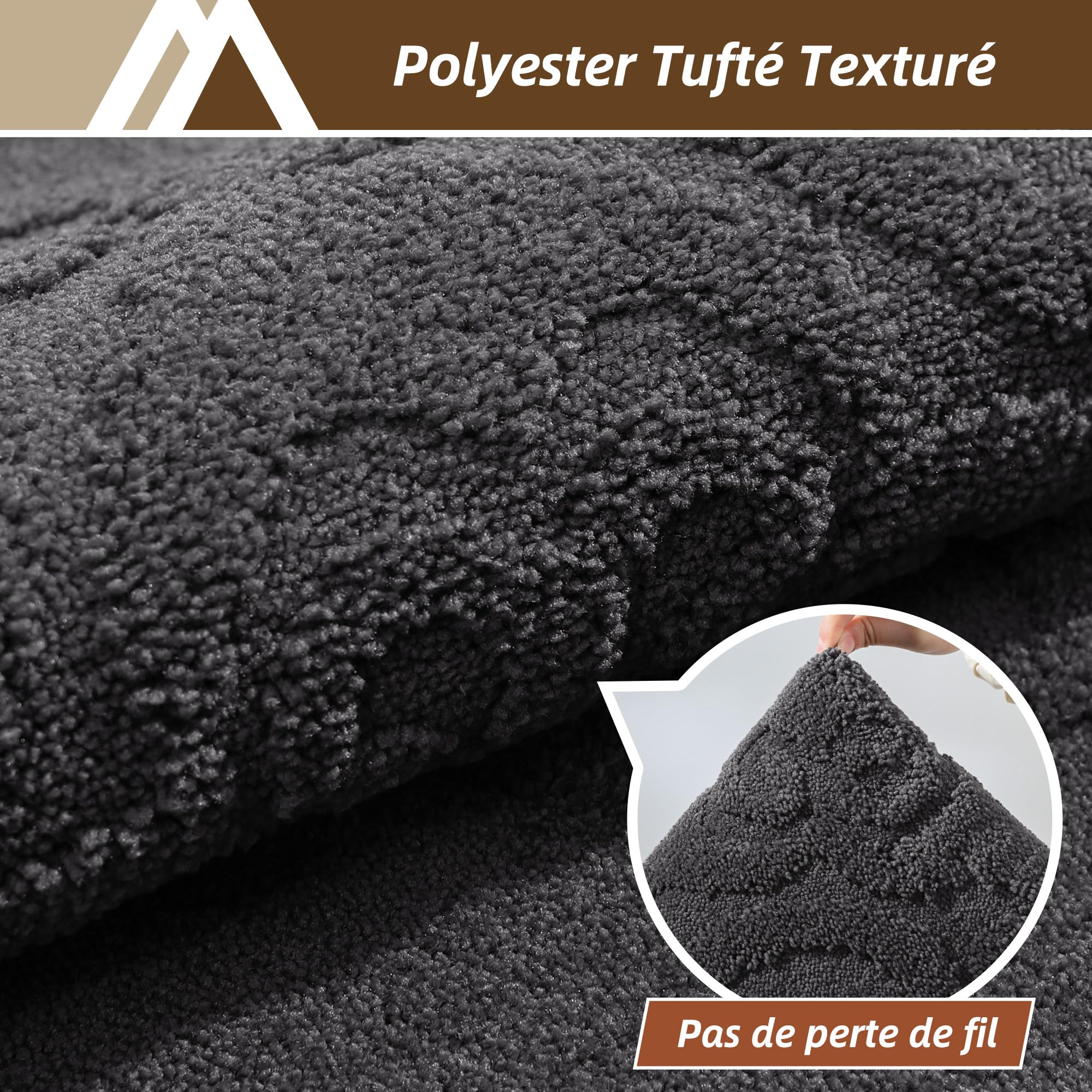 COSY HOMEER Paillasson lavable et antidérapant - Pour entrée et intérieur - 90 x 150 cm - Gris foncé