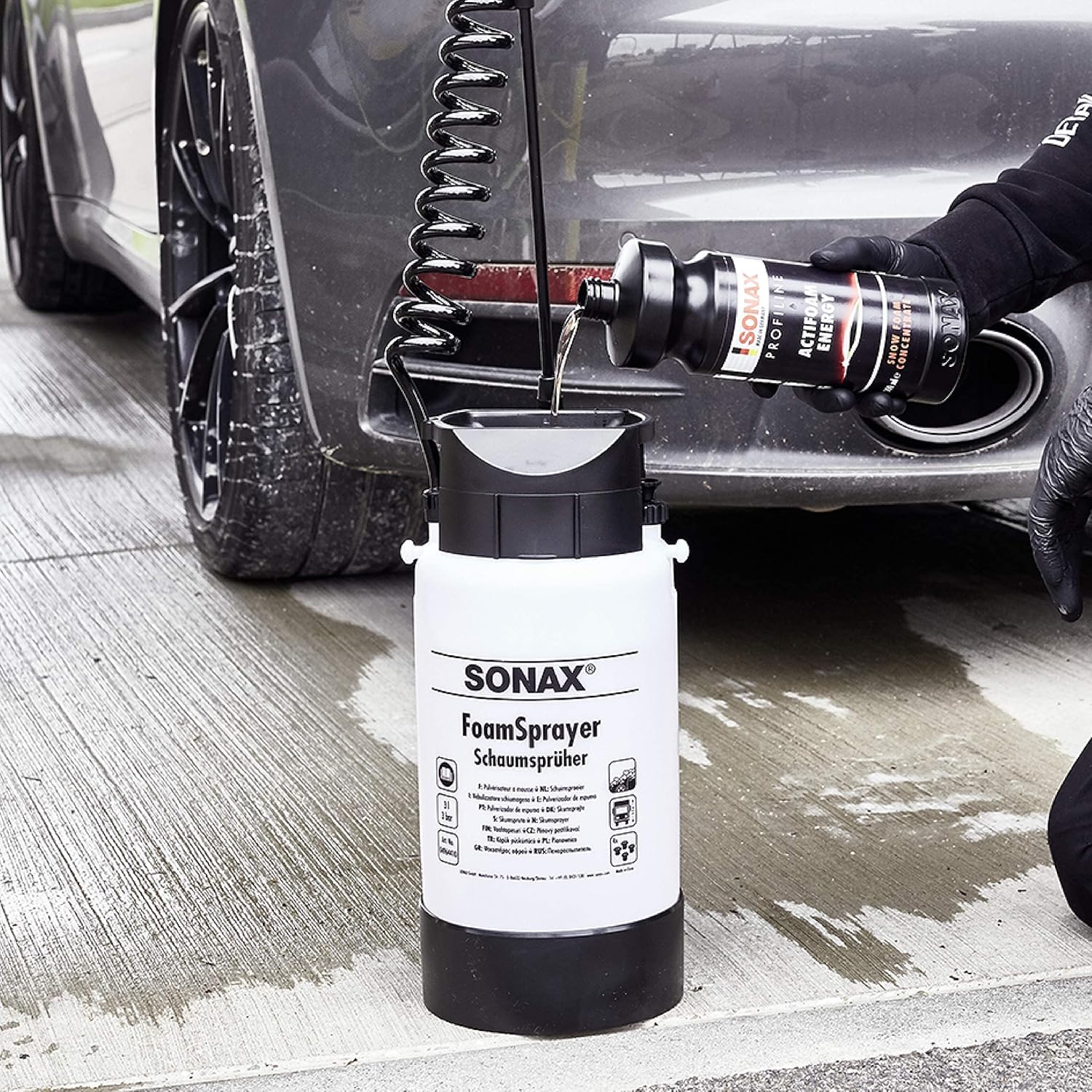 SONAX PROFILINE Actifoam Energy (1 Litre) - Effective Car Detergent with Active Foam Power. Works as Shampoo, Wheel Cleaner and Insect Remover | Item No. 06183000